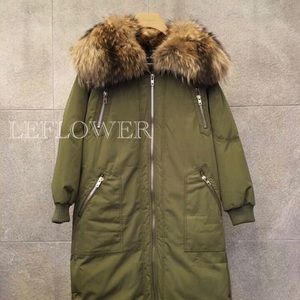 Khaki long down parka